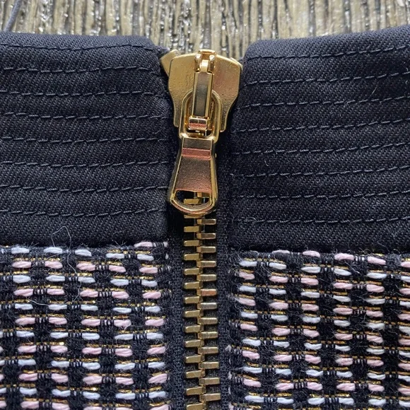 Pierre Balmain black metallic tweed dress suited mini short sleeve sz 36 - Picture 6 of 7